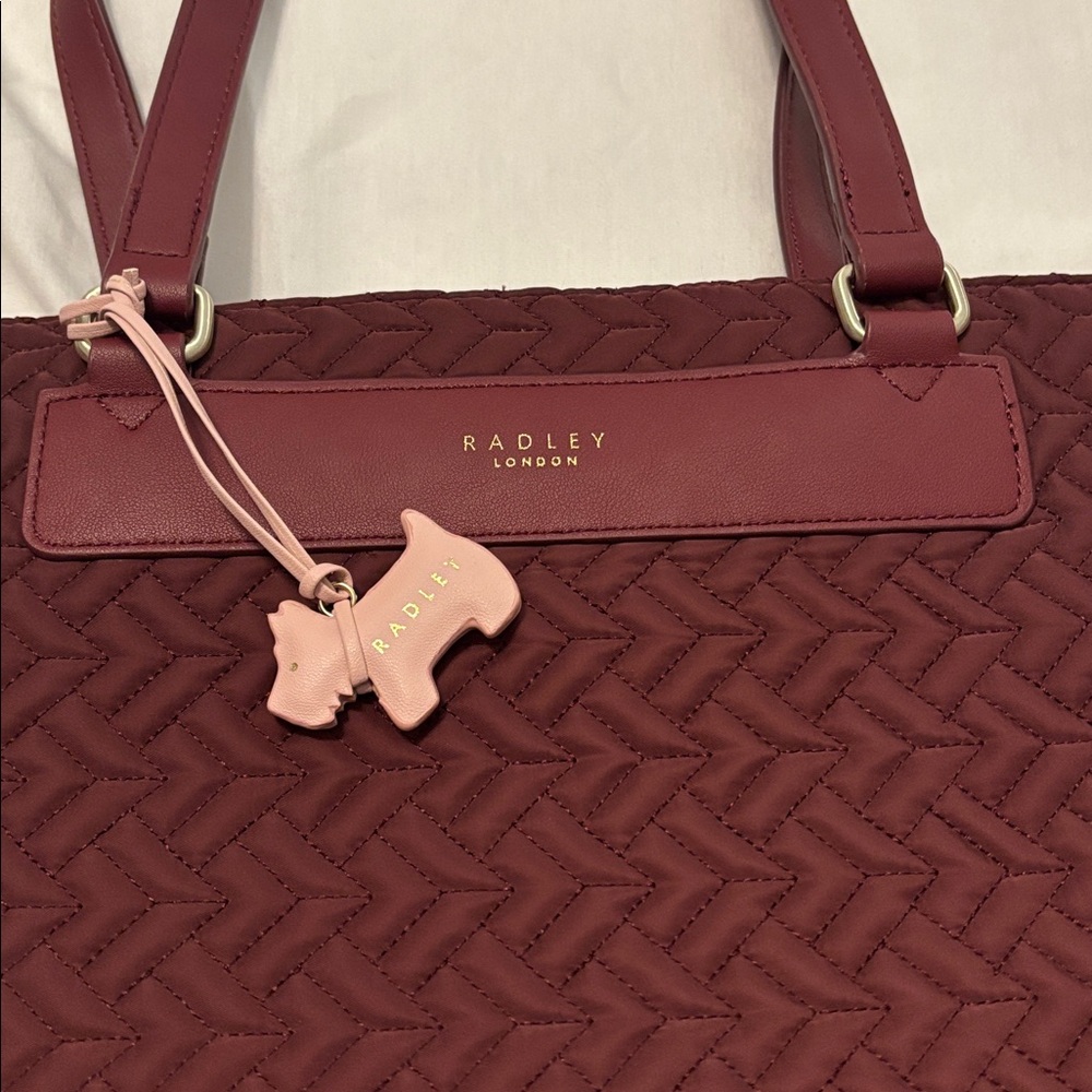 Radley London Barge Walk Medium Zip Top Multiway bag burgundy color shopper tote - Picture 12 of 16